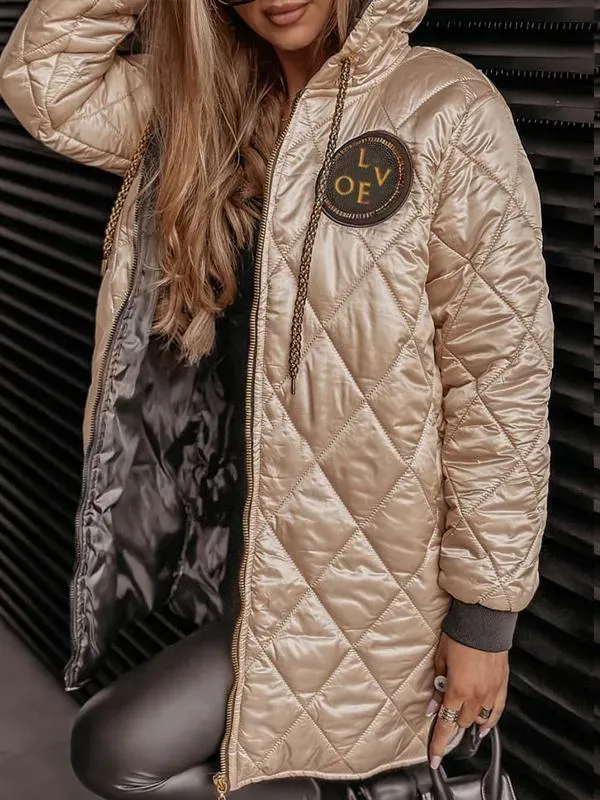 Winter Hooded Zipper Warm Padded Jacket for Women