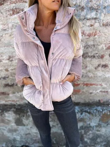Casual Stand Collar Zipper Down Jacket